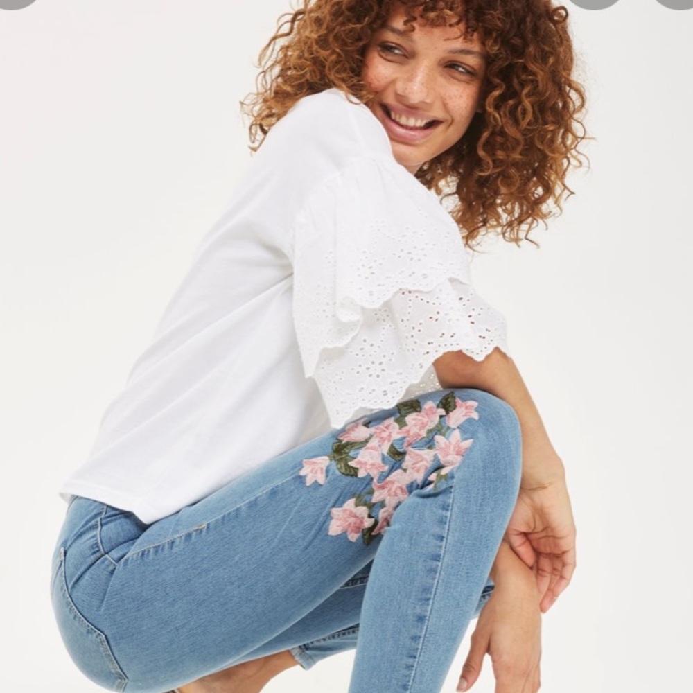 Top shop jeggings 🌸🌺🪷 floral embroidery